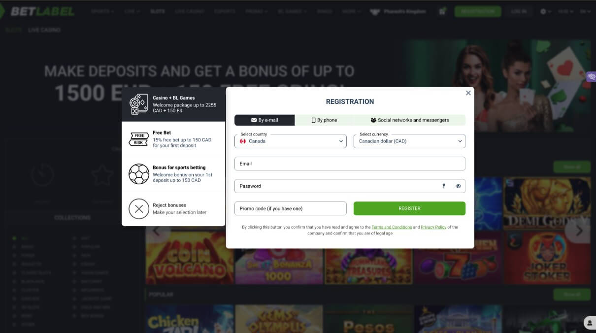 Betlabel Casino Registration